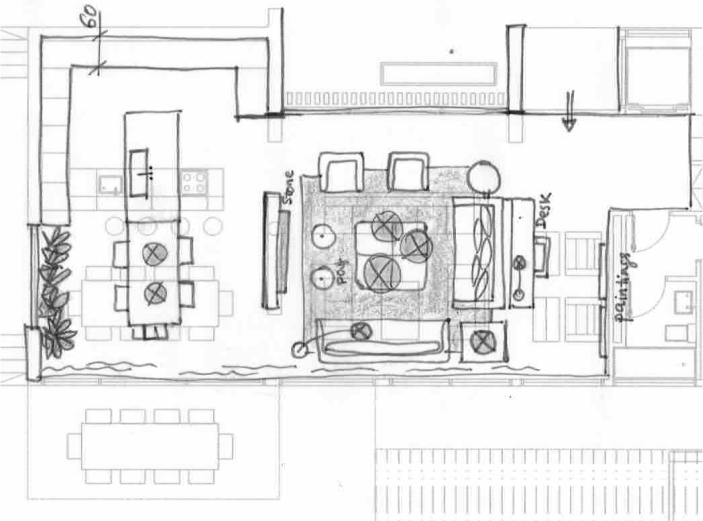 Croquis proyecto interiorismo